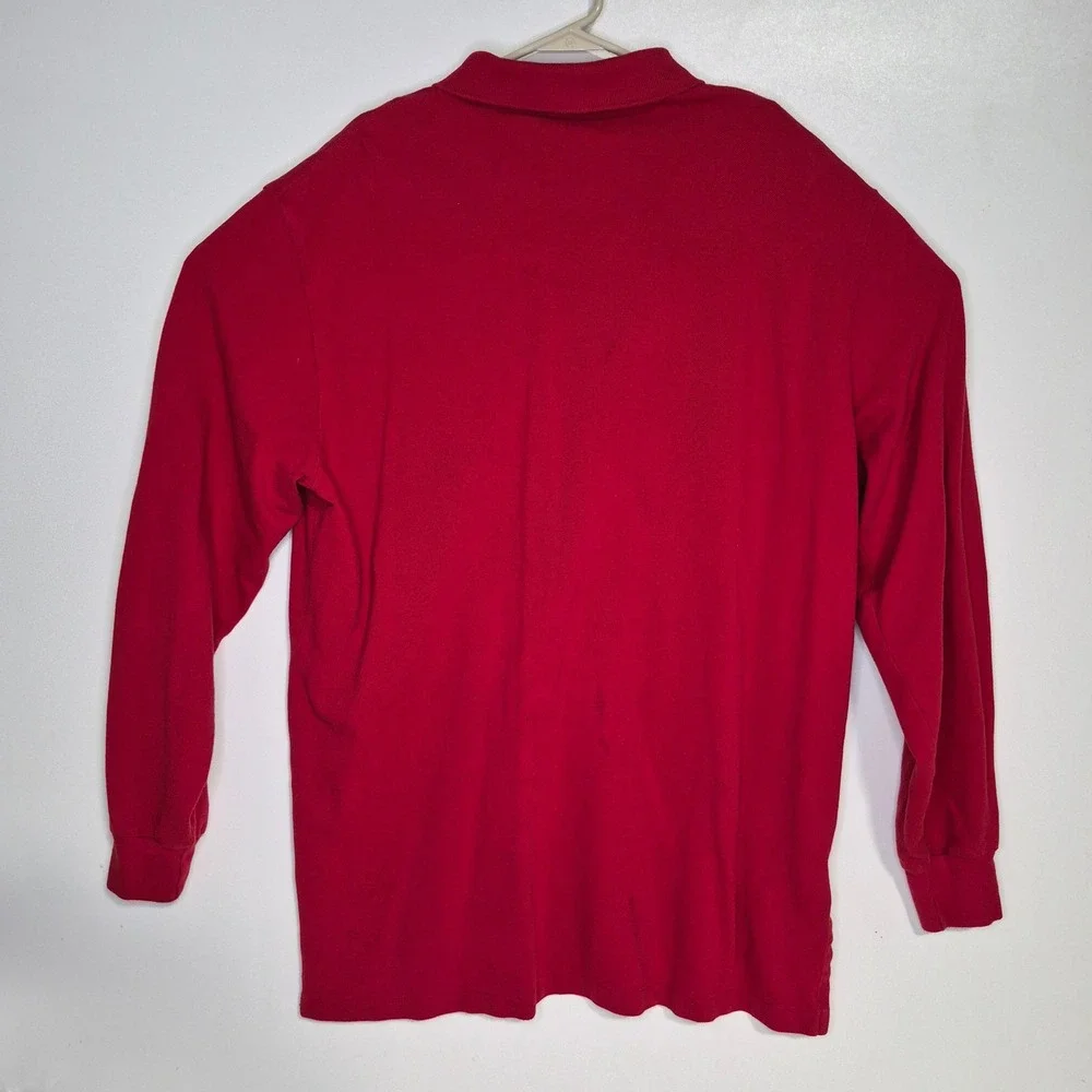 Polo Ralph Lauren Polo Shirt Mens XL Red Long Sleeve Pique Cotton Pony NWOT FLAW